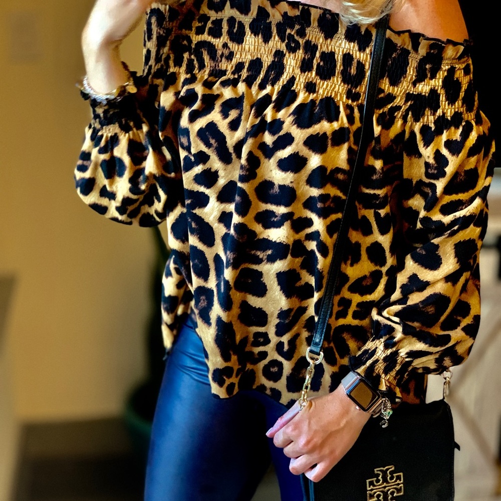 Cheetah Print Off-the-Shoulder Blouse